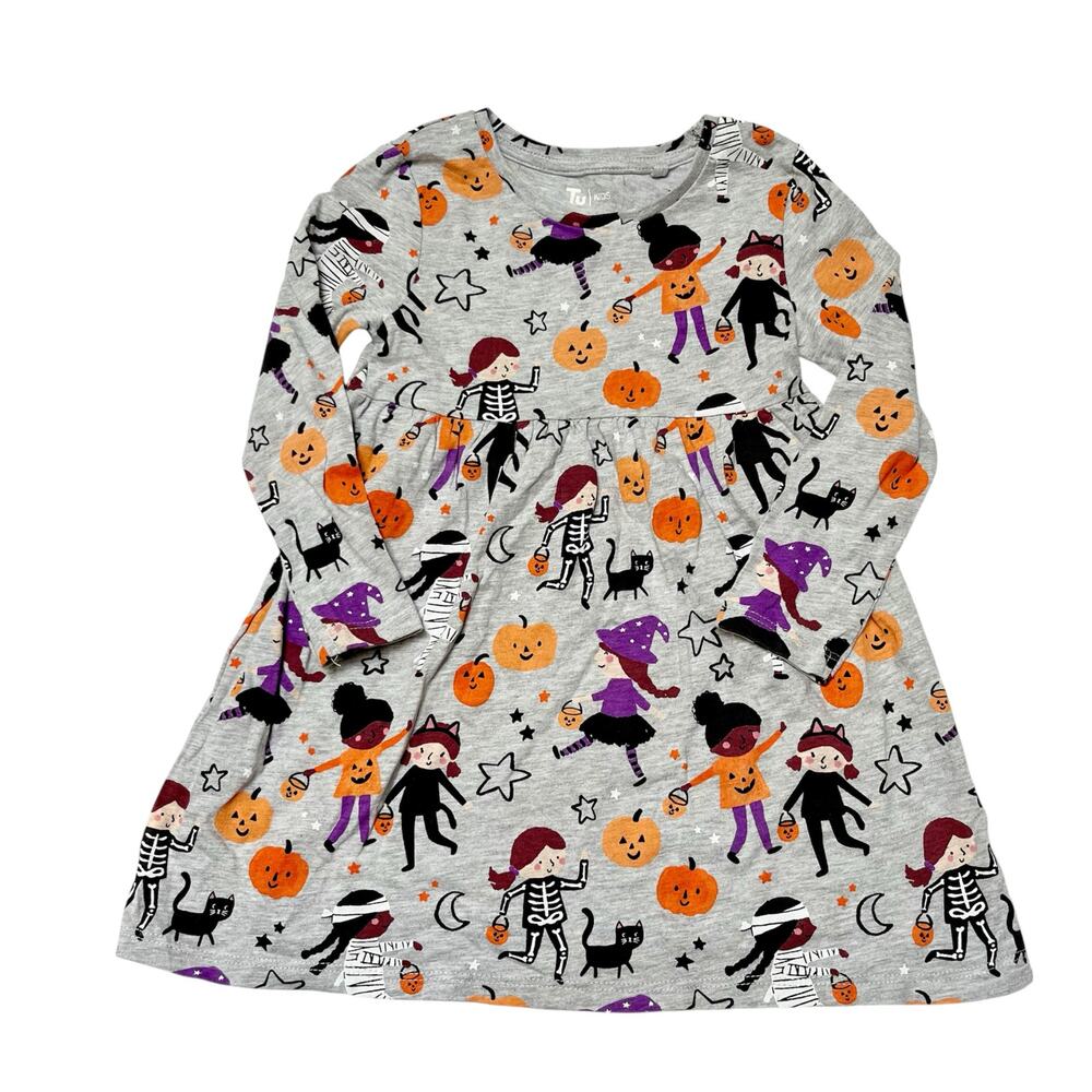 Tu Kids Halloween Print Long Sleeve Dress Size 2